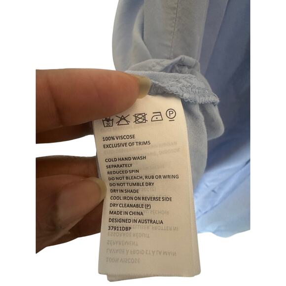 Bardot Women's Off-Shoulder Ruffle Mini Dress US 6 Light Blue 100% Viscose - Picture 4 of 11